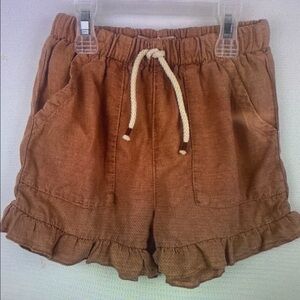 Kids Brown Ruffle Hem Shorts